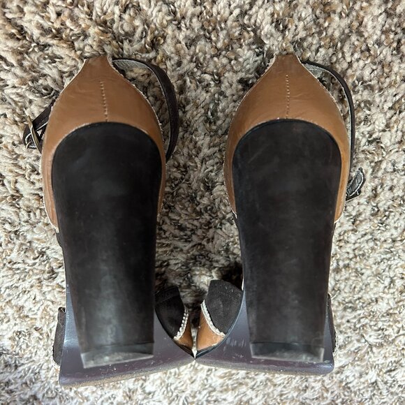 Diesel Neveau 3 3/4" Heels Pumps Size 7 Genuine Leather & Suede Brown Tan Cream - Picture 6 of 13